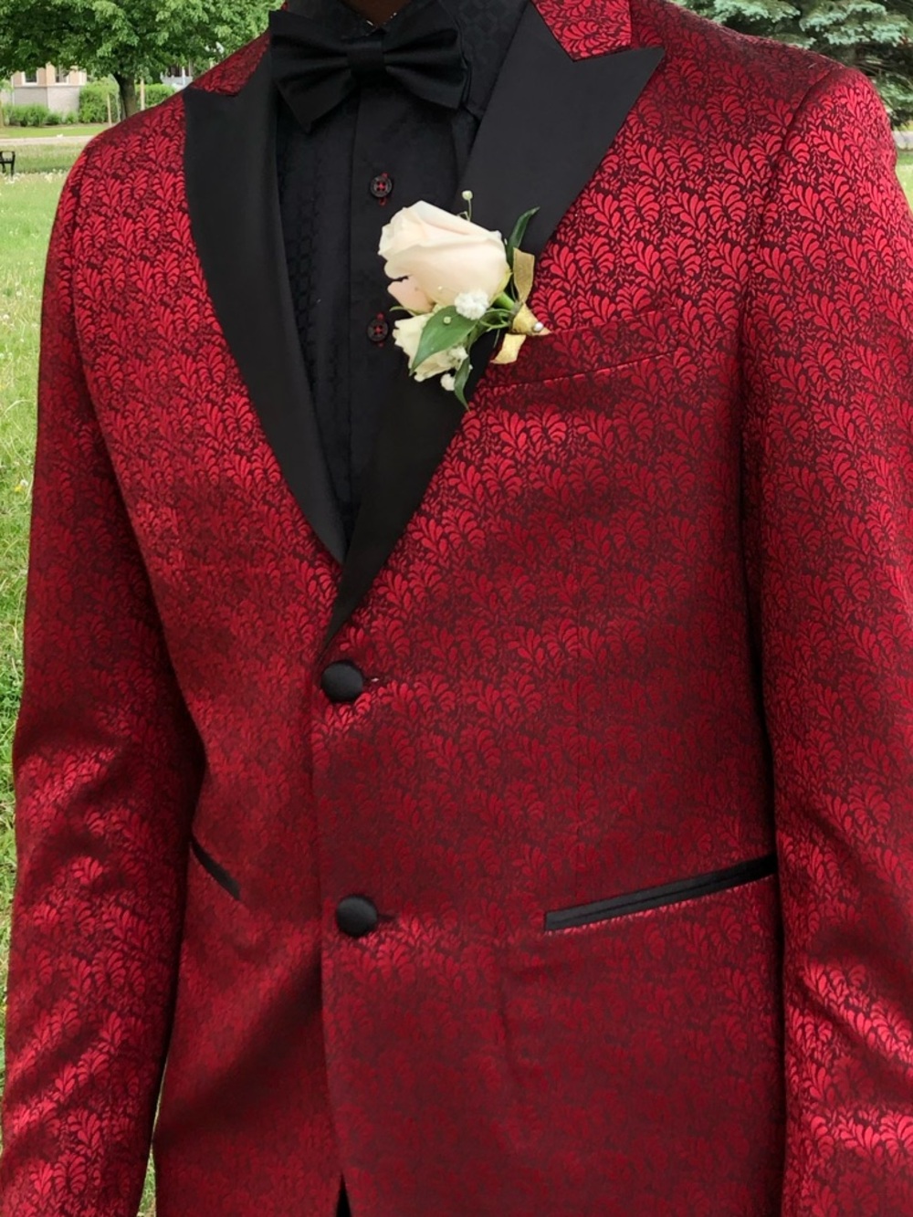 Red Floral-Texture Men's Blazer - Elegant Prom & Event Jacket